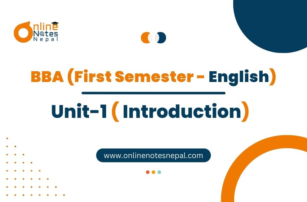 Unit 1: Introduction - English - I | First Semester Photo